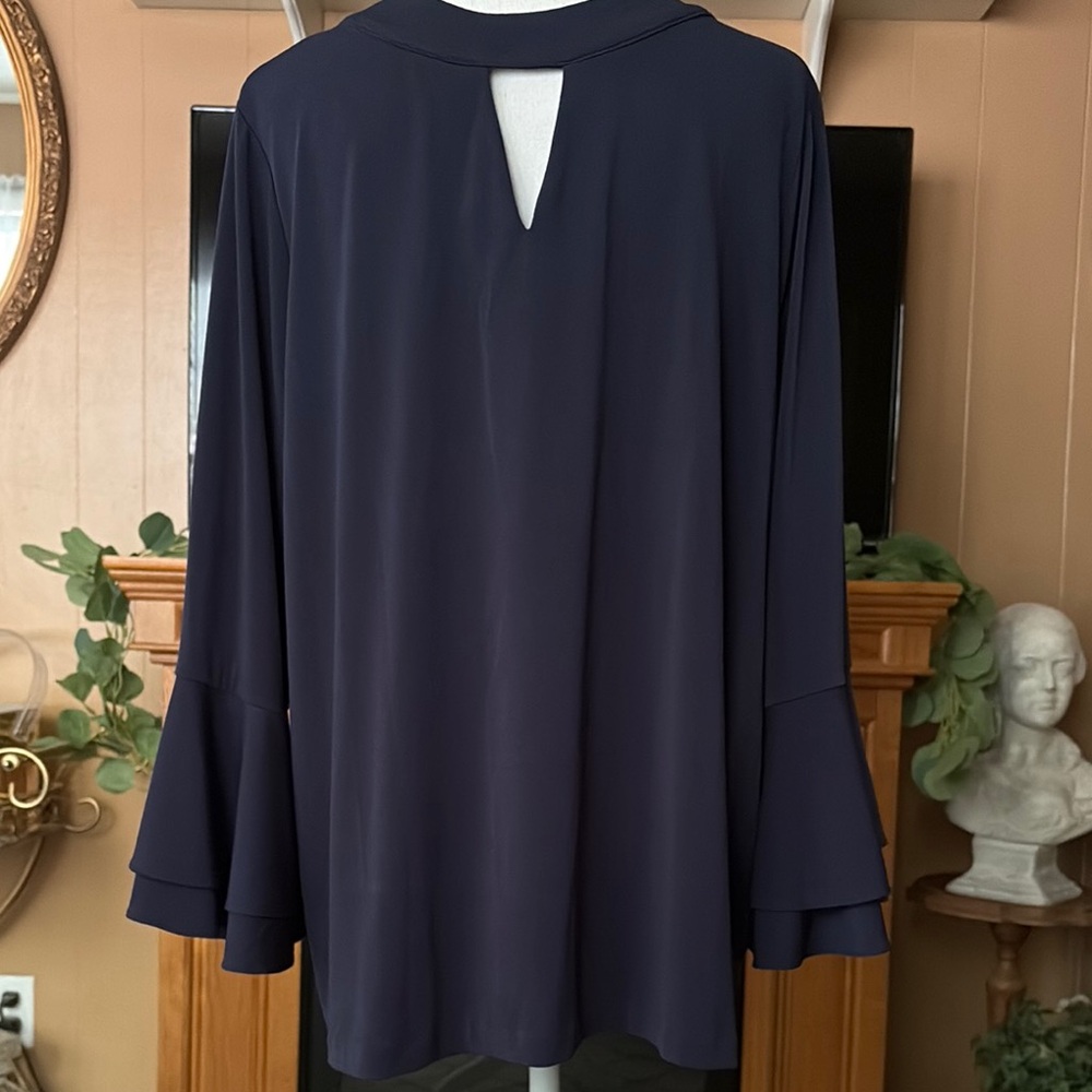 Charter Club Blue 3/4 Sleeve Relaxed Tunic Blouse